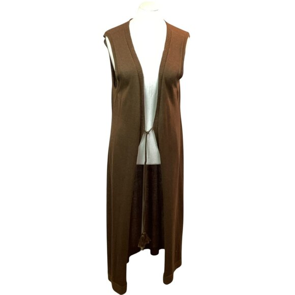 Peruvian Connection Sleeveless Long Duster Womens L Brown 100% Pima Cotton - Picture 3 of 11